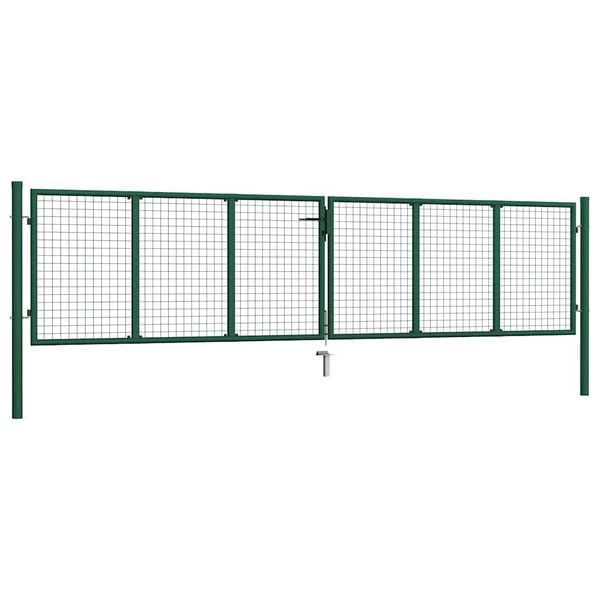 vidaXL Mesh Garden Gate Steel 157.5x29.5" Green