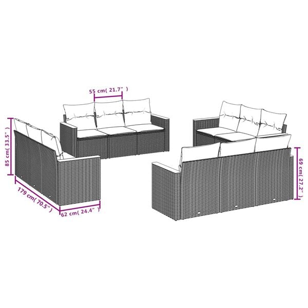 vidaXL Garden Sofa Set Grey