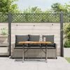 vidaXL Garden Sofa Grey PE rattan 3-seater Adjustable Feet Garden Sofa