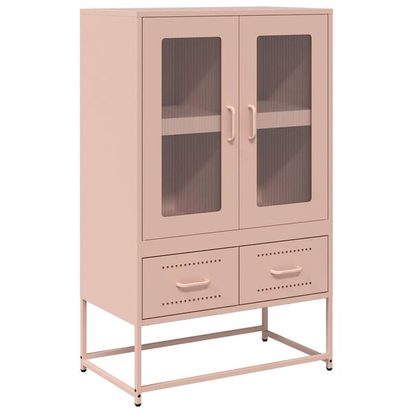 vidaXL Highboard Pink Cold-rolled steel Tall Highboard Rectangular