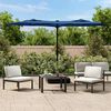 vidaXL Garden Parasol Azure blue 100% polyester, powder-coated iron Medium