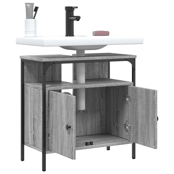 vidaXL Bathroom Sink Cabinet Gray sonoma Engineered wood