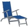 vidaXL Patio Deck Chair Royal Blue Cushion Solid Acacia Wood, 100% Polyester
