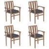 vidaXL Stackable Chair Set of 4 Warm Brown Fine sanded teak wood