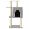 vidaXL Cat Tree Light grey Engineered wood, plush, sisal Medium Durable