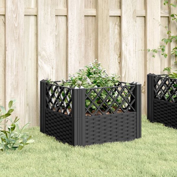 vidaXL Garden Planter Black Polypropylene 17.1 in Modular