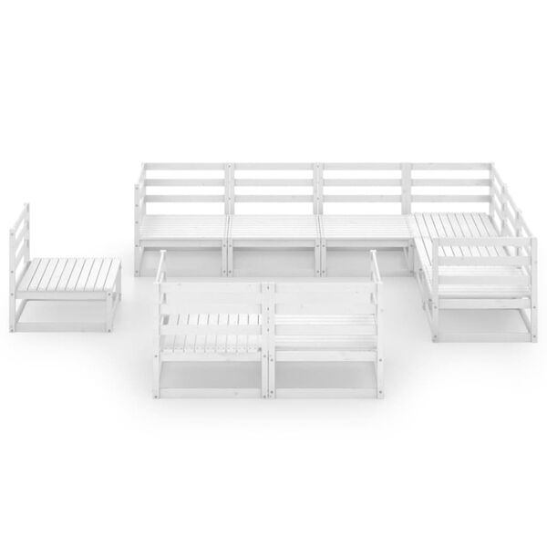 vidaXL 10 Piece Patio Lounge Set White Solid Pinewood