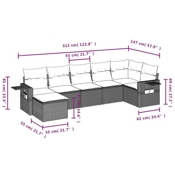 vidaXL Garden Sofa Set Black