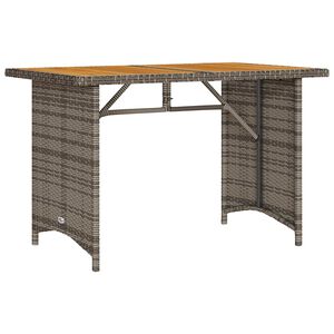 vidaXL Garden Table Grey PE rattan, powder-coated steel, solid acacia wood