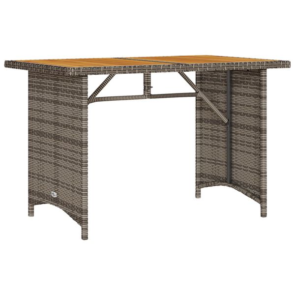 vidaXL Garden Table Grey PE rattan, powder-coated steel, solid acacia wood