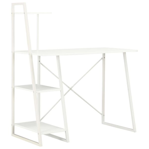 vidaXL Desk White Engineered wood, Powder-coated steel Medium