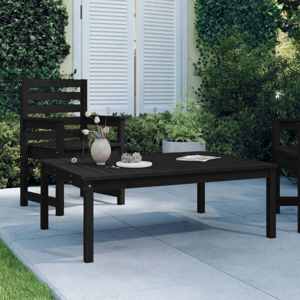 vidaXL Garden Table Black Solid Pine Wood Medium Durable Garden Table