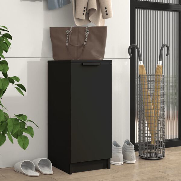 vidaXL Shoe Cabinet Black 11.8x13.8x27.6" Engineered Wood