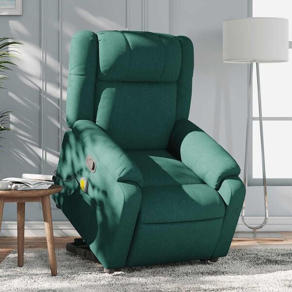 vidaXL Stand Up Massage Recliner Chair Dark green