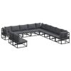 vidaXL Garden Sofa Set with Cushion 11 pcs Black Aluminium