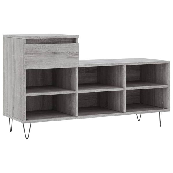 vidaXL Shoe Cabinet Grey Sonoma Engineered wood and metal Medium Modern
