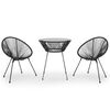 vidaXL Dining Set Black Round PVC Rattan Decorative Inlays Dining Set