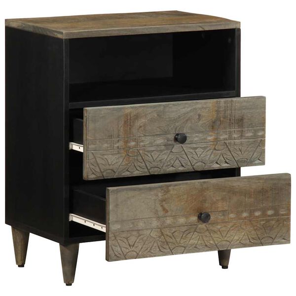 vidaXL Bedside Cabinet Light Gray Mango wood and engineered wood