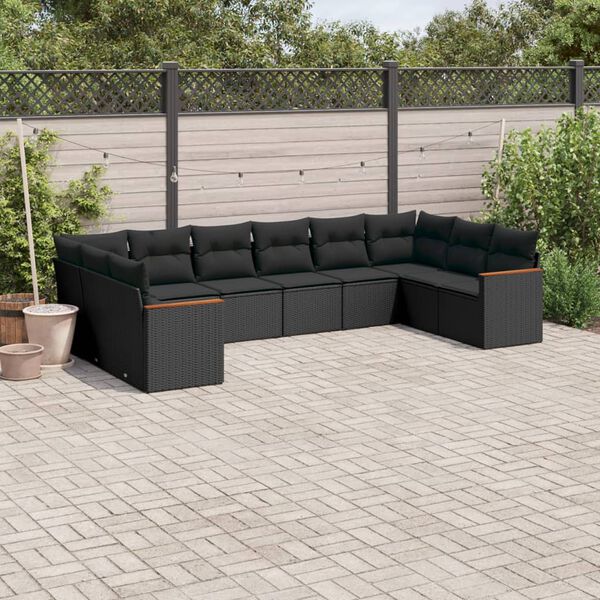 vidaXL Garden Sofa Set Black PE rattan Large Modular Garden Sofa Set