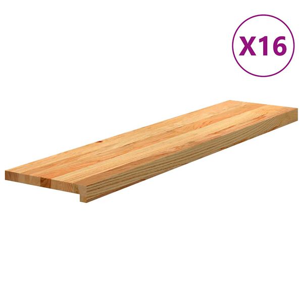 vidaXL Stair Tread Set of 16 Light Brown Solid Oak Wood