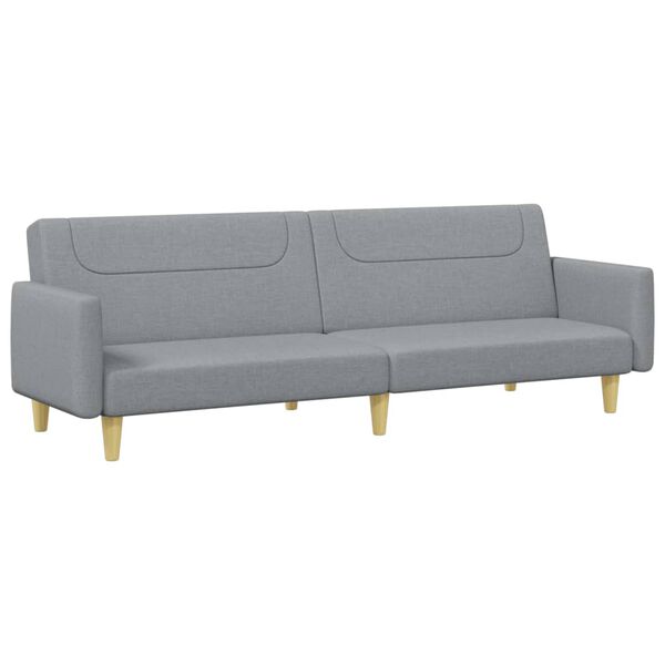 vidaXL Sofa Bed Light Gray Polyester, Wood, Plastic Medium Convertible