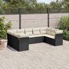 vidaXL Garden Sofa Set Black PE Rattan Large Adjustable Armrests