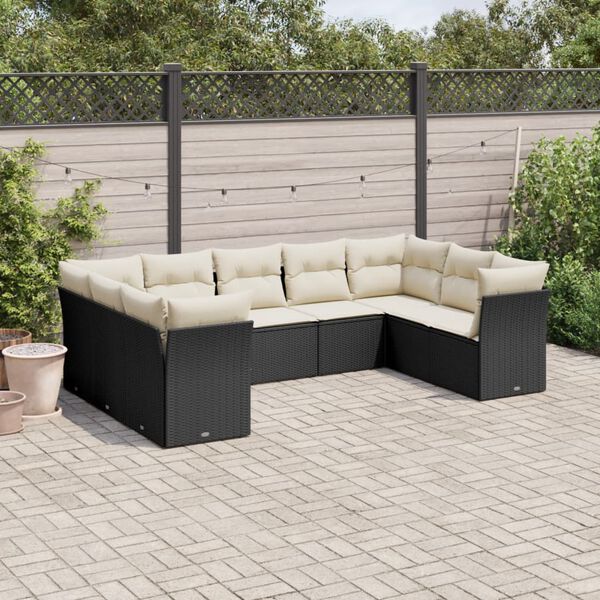 vidaXL Garden Sofa Set Black PE Rattan Large Adjustable Armrests