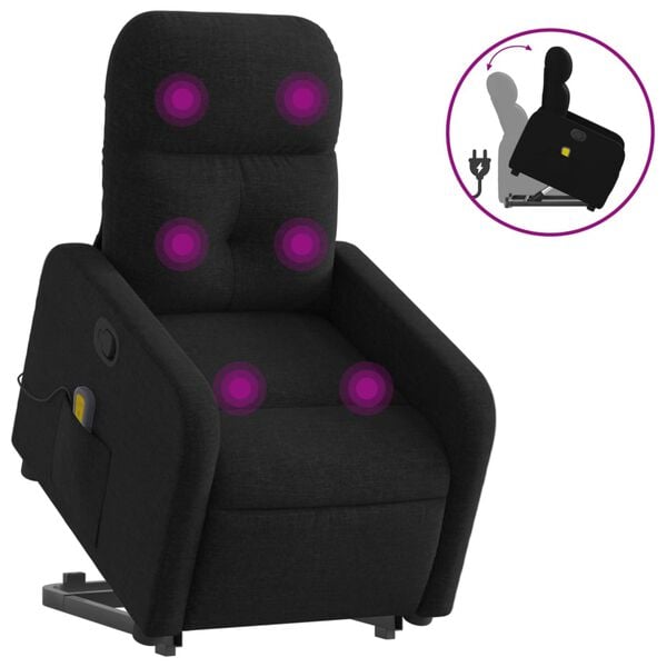 vidaXL Stand Up Massage Recliner Chair Black Fabric, metal, plywood