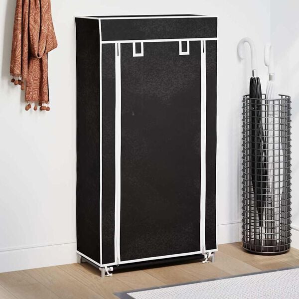 Fabric Shoe Cabinet with Cover 23" x 11" x 42" Black