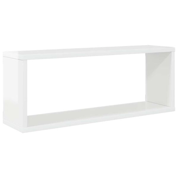 vidaXL Wall Shelf Set of 2 High gloss white Engineered wood Medium