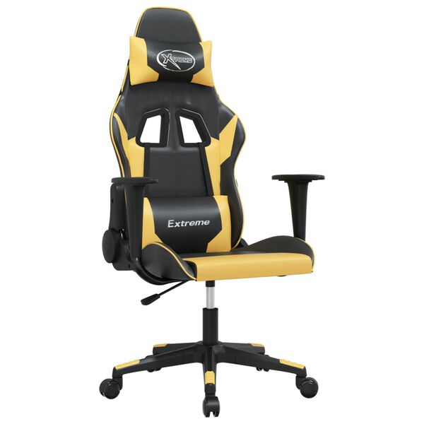 vidaXL Gaming Chair Black and Gold Faux Leather