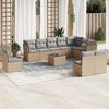 vidaXL Garden Sofa Set Beige PE Rattan Large Adjustable Feet