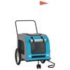 vidaXL Pet Bike Trailer Blue and Grey Oxford fabric, Iron, PVC Foldable