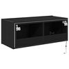 vidaXL TV Wall Cabinet Wall-mounted Black Oak 31.50 x 13.78 x 12.20 in