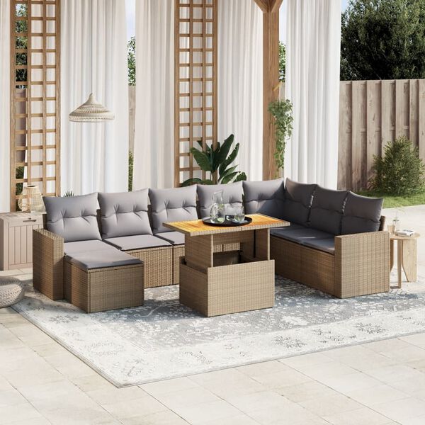 vidaXL Garden Sofa Set Beige, Light Grey