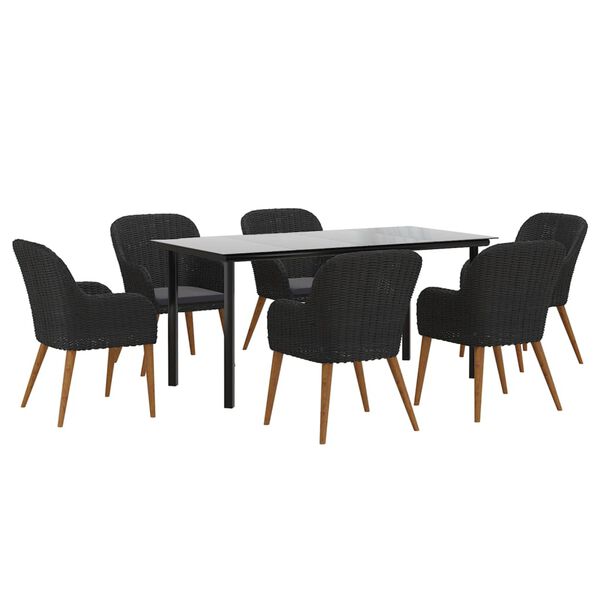 vidaXL Garden Dining Set Black Powder-Coated Steel Large Durable