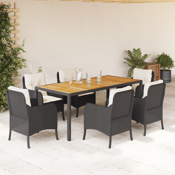 vidaXL Garden Dining Set Black, Cream white