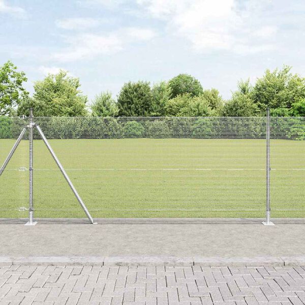 vidaXL Fence with Posts Silver 39.4" x 984.3" Steel
