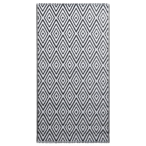 vidaXL Outdoor Carpet White and Black Polypropylene 31.5 x 59.1 in