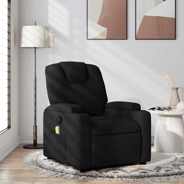 vidaXL Massage Recliner Chair Black Fabric (100% polyester), metal, plywood