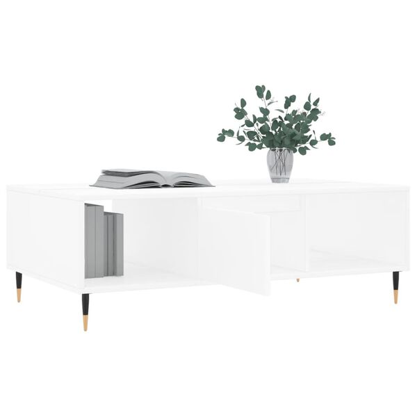 vidaXL Coffee Table White Engineered Wood, Iron Medium Coffee Table