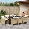 vidaXL Garden Dining Set with Cushion 9 pcs Beige Poly Rattan
