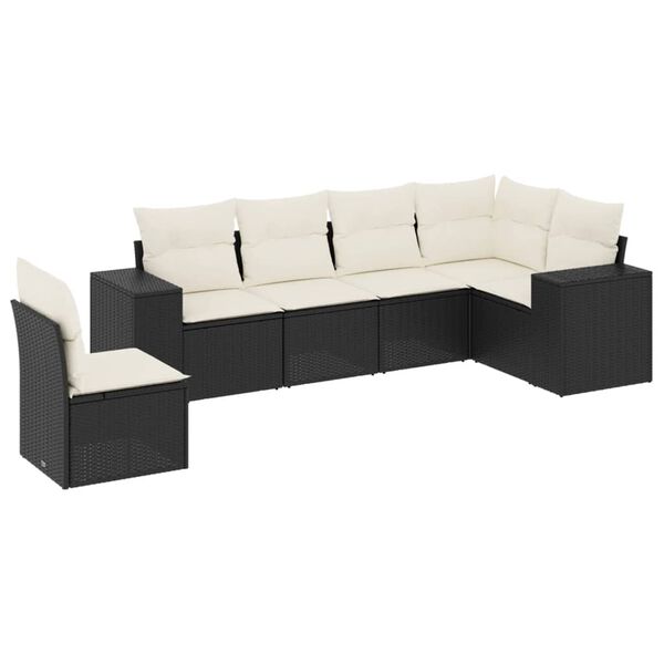 vidaXL Garden Sofa Set Black PE Rattan 6 Piece Set Modular