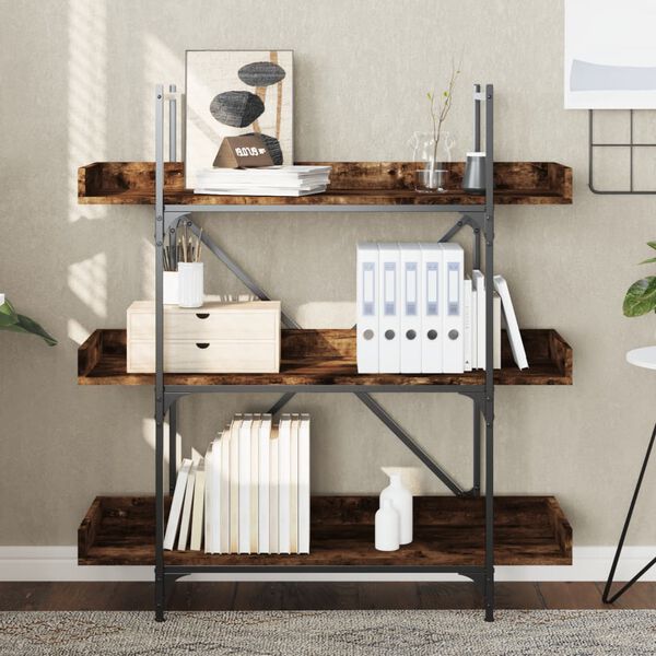 vidaXL Bookcase Smoked Oak Engineered Wood, Metal