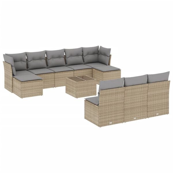 vidaXL Garden Sofa Set Beige; Light Grey