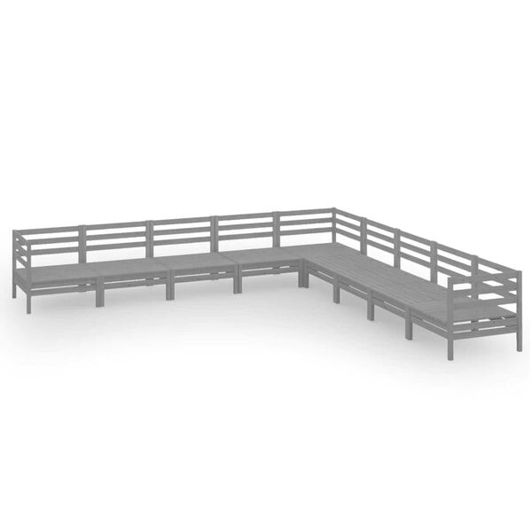 vidaXL Garden Lounge Set Grey Solid pine wood Large Modular