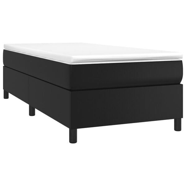 vidaXL Bed Frame Black Faux leather, plywood, engineered wood Twin