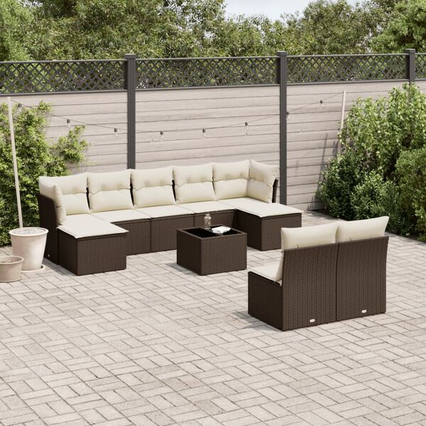vidaXL Garden Sofa Set Brown, Cream White