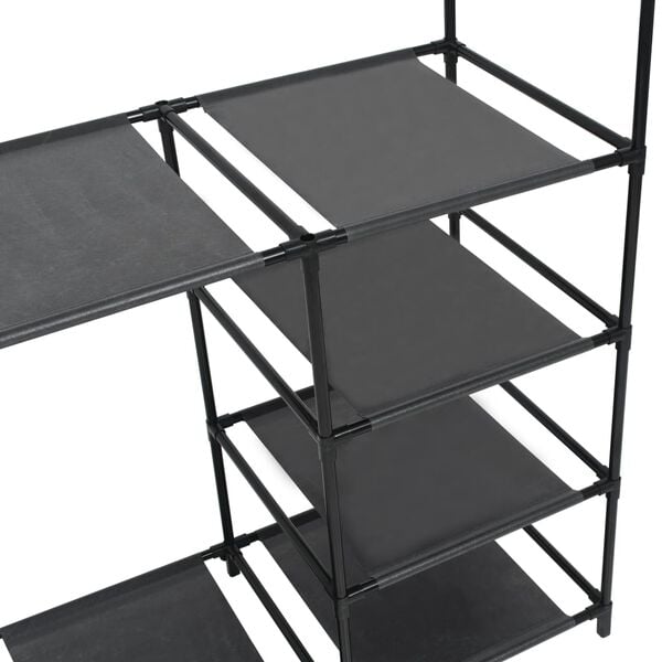 vidaXL Clothes Rack Black Powder-coated steel, Non-woven fabric Medium
