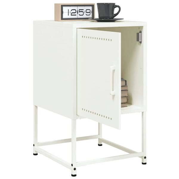 vidaXL Bedside Cabinet Set of 2 White Steel Medium Bedside Cabinet